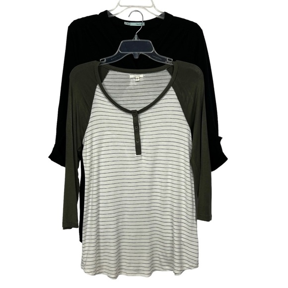 Maurice’s 3-Button Pullover Knit Tops Sz Small Multi Colors Lot/2 Stretch - Picture 1 of 15